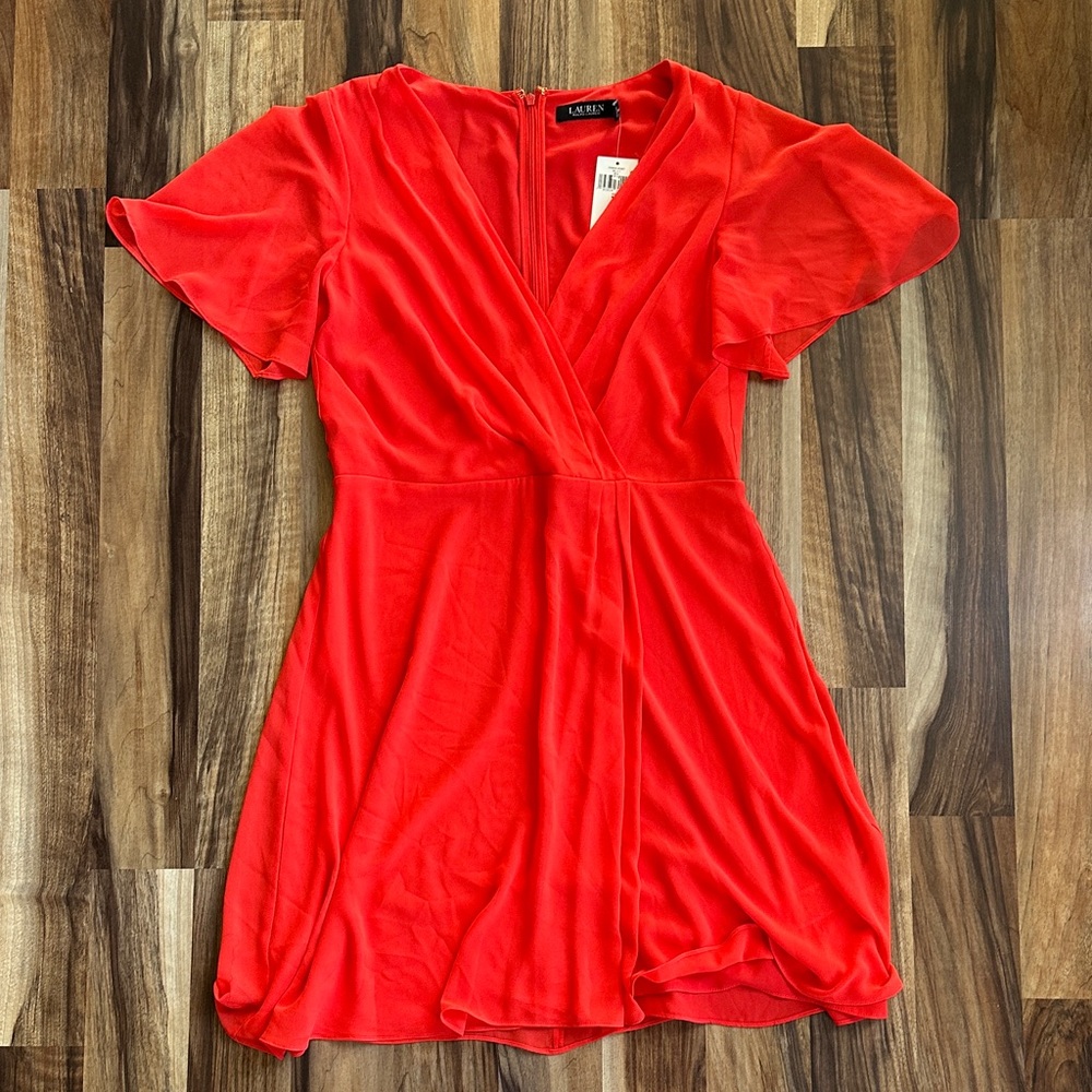 Ralph Lauren Red Orange Wrap Dress Size 12